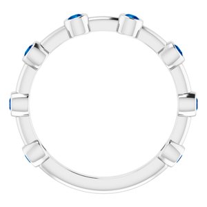 Platinum Natural Blue Sapphire Bezel-Set Bar Ring