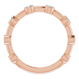 14K Rose Gold Natural Aquamarine Bezel-Set Bar Ring