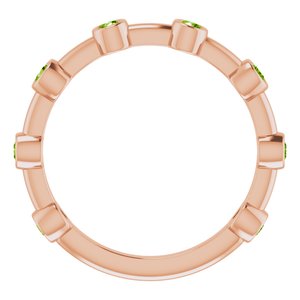 14K Rose Gold Natural Peridot Bezel-Set Bar Ring
