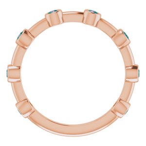 14K Rose Gold Natural Alexandrite Bezel-Set Bar Ring