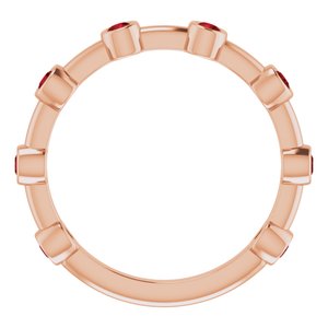 14K Rose Gold Natural Mozambique Garnet Bezel-Set Bar Ring