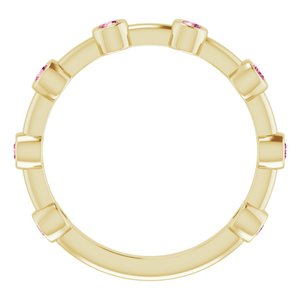 14K Yellow Gold Natural Pink Tourmaline Bezel-Set Bar Ring