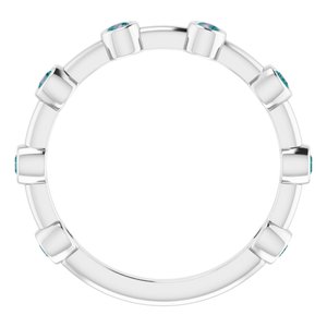 14K White Gold Natural Alexandrite Bezel-Set Bar Ring