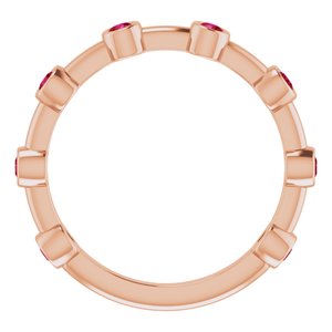 14K Rose Gold Natural Ruby Bezel-Set Bar Ring