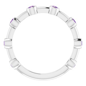 Platinum Amethyst Bezel-Set Bar Ring