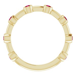 14K Yellow Gold Natural Ruby Bezel-Set Bar Ring