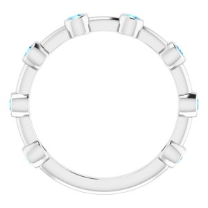 14K White Gold Natural Aquamarine Bezel-Set Bar Ring