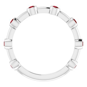 Platinum Natural Mozambique Garnet Bezel-Set Bar Ring