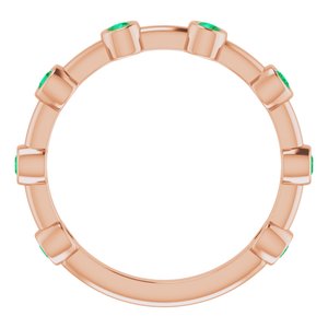14K Rose Gold Natural Emerald Bezel-Set Bar Ring