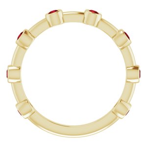 14K Yellow Gold Natural Mozambique Garnet Bezel-Set Bar Ring