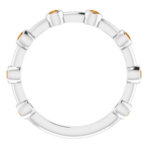 14K White Gold Natural Citrine Bezel-Set Bar Ring