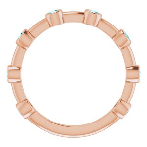 14K Rose Gold Natural Blue Zircon Bezel-Set Bar Ring