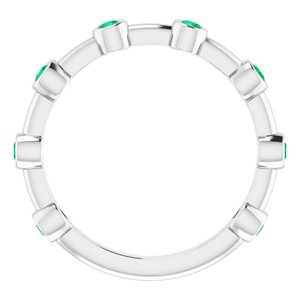 Sterling Silver Natural Emerald Bezel-Set Bar Ring