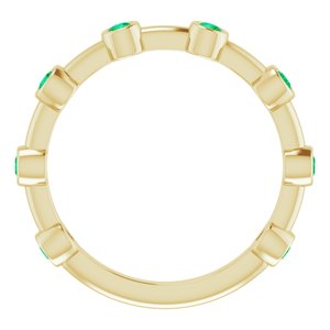 14K Yellow Gold Natural Emerald Bezel-Set Bar Ring