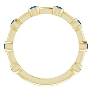 14K Yellow Gold Natural Blue Sapphire Bezel-Set Bar Ring