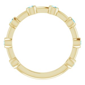 14K Yellow Gold Natural Blue Zircon Bezel-Set Bar Ring
