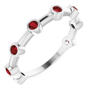 Sterling Silver Natural Mozambique Garnet Bezel-Set Bar Ring