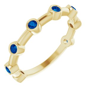 14K Yellow Gold Natural Blue Sapphire Bezel-Set Bar Ring