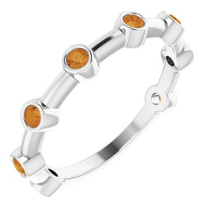 Sterling Silver Natural Citrine Bezel-Set Bar Ring