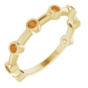 14K Yellow Gold Natural Citrine Bezel-Set Bar Ring