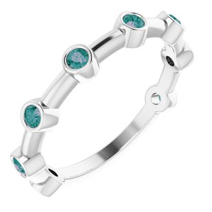 Platinum Natural Alexandrite Bezel-Set Bar Ring