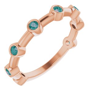 14K Rose Gold Natural Alexandrite Bezel-Set Bar Ring