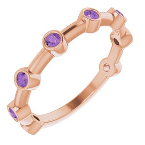 14K Rose Gold Natural Amethyst Bezel-Set Bar Ring