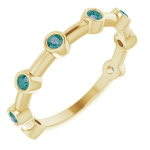 14K Yellow Gold Natural Alexandrite Bezel-Set Bar Ring
