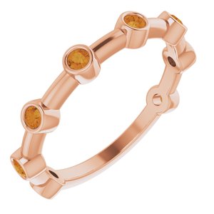 14K Rose Gold Natural Citrine Bezel-Set Bar Ring