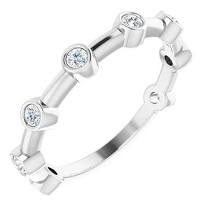 14K White Gold 1/5 CTW Natural Diamond Bezel-Set Bar Ring