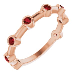 14K Rose Gold Natural Mozambique Garnet Bezel-Set Bar Ring