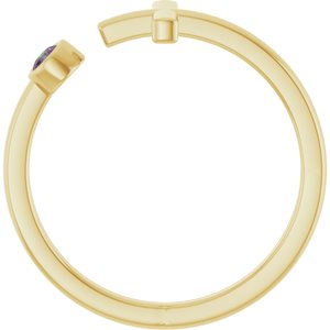 14K Yellow Gold Natural Alexandrite Negative Space Cross Ring