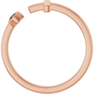 14K Rose Gold Lab-Grown Alexandrite Negative Space Cross Ring