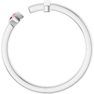 Platinum Natural Pink Tourmaline Negative Space Cross Ring