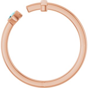 14K Rose Gold Natural Zircon Negative Space Cross Ring