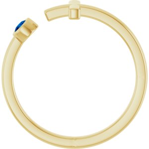 14K Yellow Gold Natural Blue Sapphire Negative Space Cross Ring