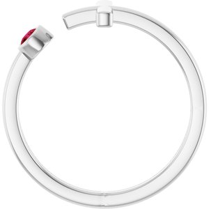 Platinum Natural Ruby Negative Space Cross Ring