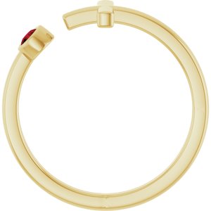 14K Yellow Gold Natural Mozambique Garnet Negative Space Cross Ring