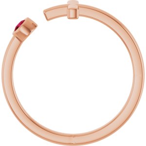 14K Rose Gold Lab-Grown Ruby Negative Space Cross Ring