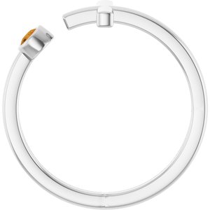 14K White Gold Natural Citrine Negative Space Cross Ring