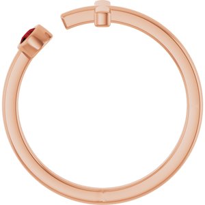14K Rose Gold Natural Mozambique Garnet Negative Space Cross Ring