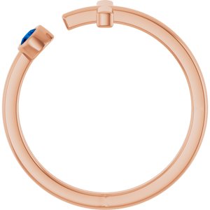 14K Rose Gold Natural Blue Sapphire Negative Space Cross Ring
