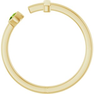 14K Yellow Gold Natural Peridot Negative Space Cross Ring