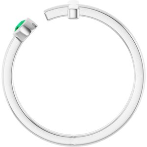 14K White Gold Lab-Grown Emerald Negative Space Cross Ring