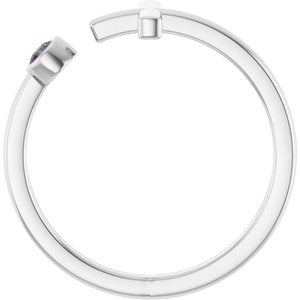 14K White Gold Natural Alexandrite Negative Space Cross Ring