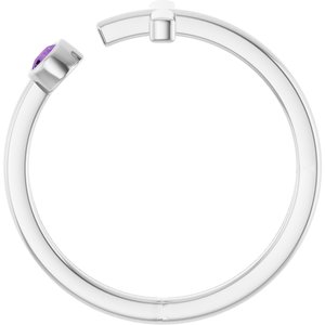 Platinum Natural Amethyst Negative Space Cross Ring