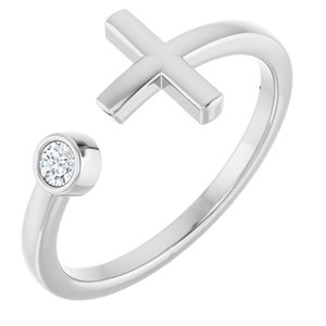 Platinum .06 CTW Natural Diamond Negative Space Cross Ring