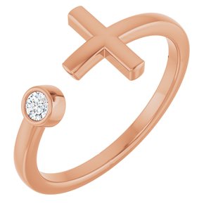 14K Rose Gold .06 CTW Natural Diamond Negative Space Cross Ring