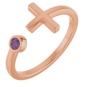 14K Rose Gold Natural Alexandrite Negative Space Cross Ring