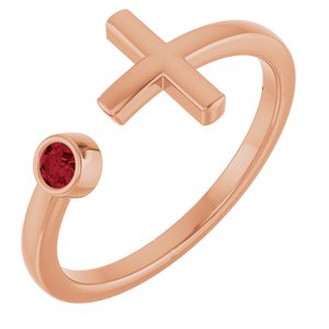 14K Rose Gold Natural Ruby Negative Space Cross Ring